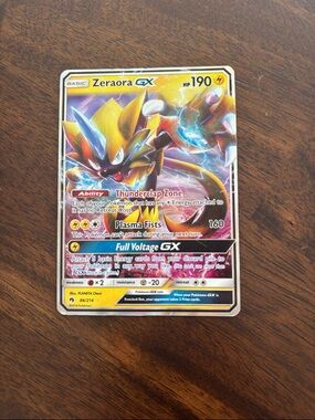 Pokemon Zeraora GX Holo Yellow Blue Purple Lightning Card